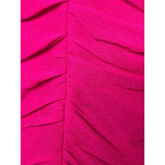 1990s CACHÉ Cherry Red SILK CHIFFON Draped Sleeveless Ruched Dress. Small. As Is - Picture 5 of 10